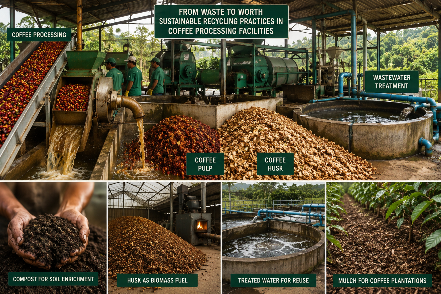 From Waste to Worth: Sustainable Recycling Practices in Coffee Processing Facilities